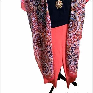 crop pant straight leg dk peach size large pull on easy care